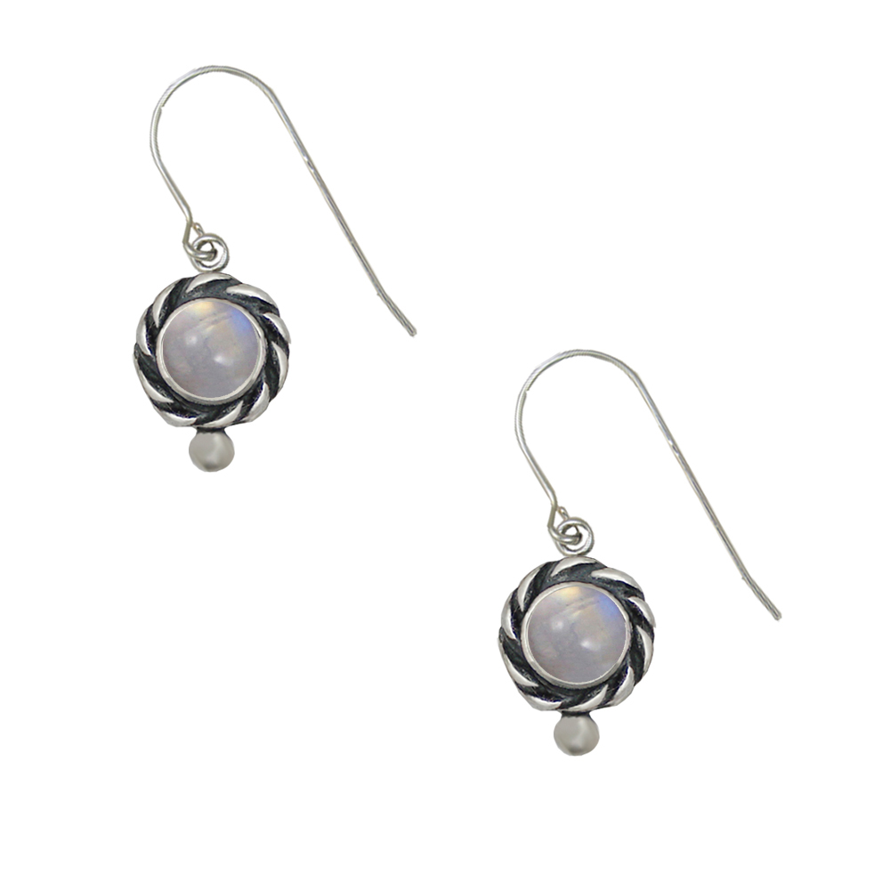 Sterling Silver Petite Rainbow Moonstone Gemstone Drop Dangle Earrings